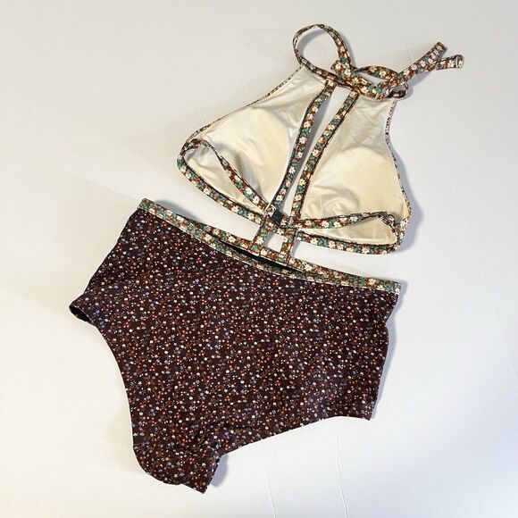 Zimmermann Sz 2 (6/8) Floral Swimsuit One Piece Cutout Halter Bikini - Picture 3 of 10
